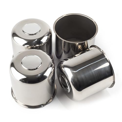 4Pcs 5.15" OD 4.95" H Trailer Wheel Center Caps with Removable Top - color: Mirror Polished, size: 5.15" OD 4.95" H