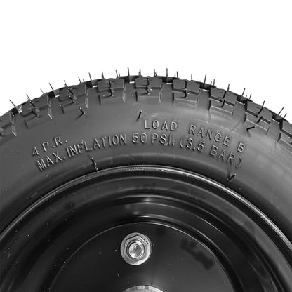 13x4.00-6 Tire and Aluminum alloy wheel Assemblies, 40% rubber content, 4.10/3.50-6 Tire Replacement for Hand Trucks Garden Cart Wheelbarrow, 1.96" Offset Hub and 0.59" Bushing - color: 4.10/3.50-6 solid tire
