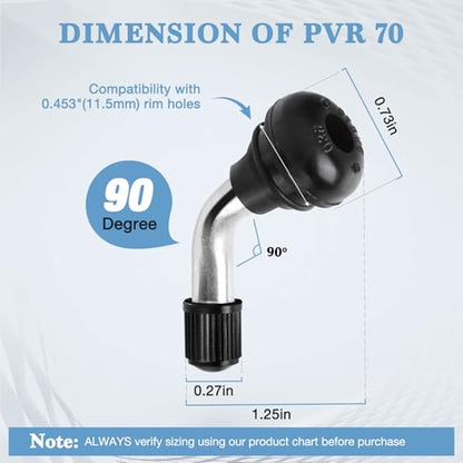 Tire Valve Stems PVR70(20 Pcs),90 Degree Motorcycle Valve Stems,Snap-in Valve Stems Compatible with Yamaha Honda Kawasaki Suzuki Triumph Harley,Valve Stems for Motorcycle, ATV, Scooter(Silver) - color: PVR70 90 degree Silver20 Pcs