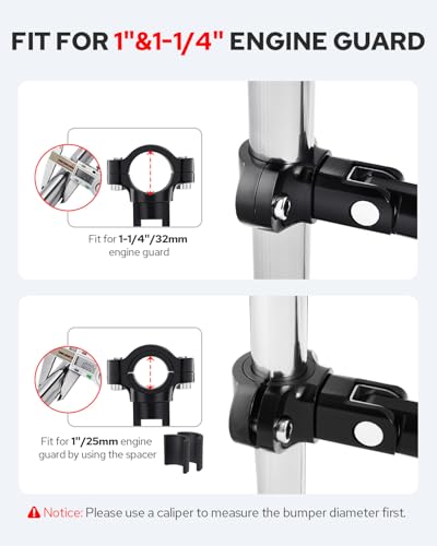 Benlari Highway Pegs, Motorcycle Foot Pegs Stainless Steel 1in 1-1/4in 25mm 32mm Fit for Harley Davidson for BMW for Honda for Suzuki for Kawasaki Engine Guards Crash Bars Streamlined (Black) - color: BLACK