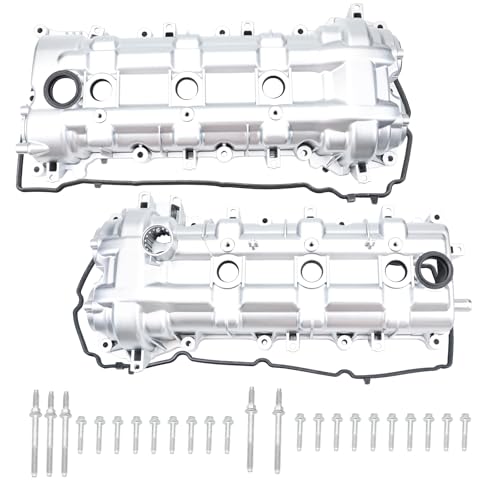 MITZONE Aluminum Valve Cover Set Compatible with 2011-2022 Dodge Grand Caravan Journey Jeep Grand Cherokee Wrangler Chrysler Town Country RAM 3.2L 3.6L V6 264-938 05184069AN - size: Right Side & Left Side