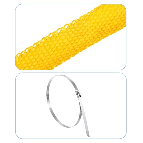 MECCANIXITY Fiberglass Exhaust Wrap Tape 1" x 16' Yellow with 4 Ties - color: Yellow, size: 1" x 16'