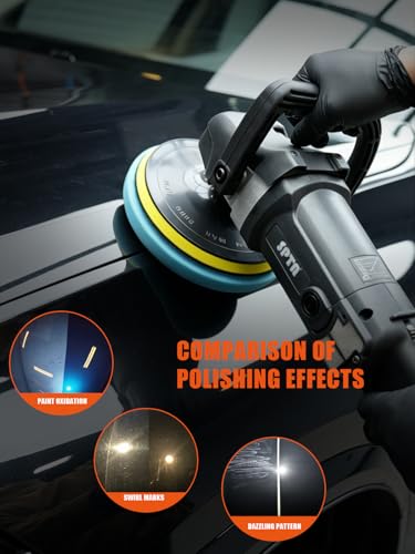 SPTA 9Pcs Polishing Pads Kit, 7 Inches Large Size Buffing Pads, Car Foam Buffing Sponge Pads Kit with 5/8"-11 Backing Plate for Car Care Polisher Boat Waxing, Polishing, Sealing Glaze - size: 7 Inches