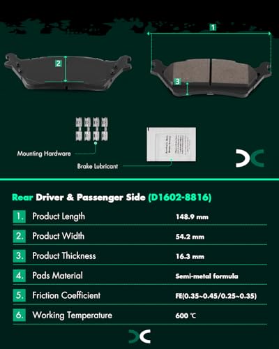 SCITOO Front 13.78" Rear 13.7" Brake Pads and Rotors Kits Brakes Kit - size: 54153+D1414 & 54186+D1602 [4+8PCS]