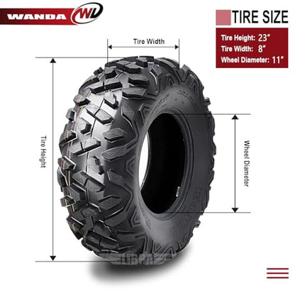 WANDA 2 New ATV/UTV Tires 23X8-11 6PR P3501-10254 - size: 23X8-11
