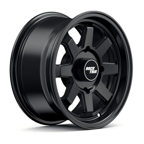 RockTrix RT116 14x7 ATV UTV Wheel 4x110 4+3 Offset, Matte Black, 1pc Single - size: 14x7 (4+3)