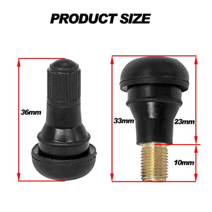 BLACKHORSE-RACING 25 Pack TR412 Rubber Tire Snap-in Short Valve Stem - size: TR412-25pcs