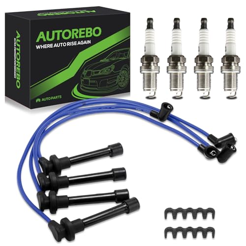 Set of 4PCS Ignition Spark Plug Wires 32702-P0A-A00 8028 RC-HE73 671-4179 & 4 Iridium Spark Plugs Compatible with Honda Accord Civic Odyssey Acura CL Isuzu Oasis L4 2.3L 2.2L 1.6L,1994-2022 - size: 8028