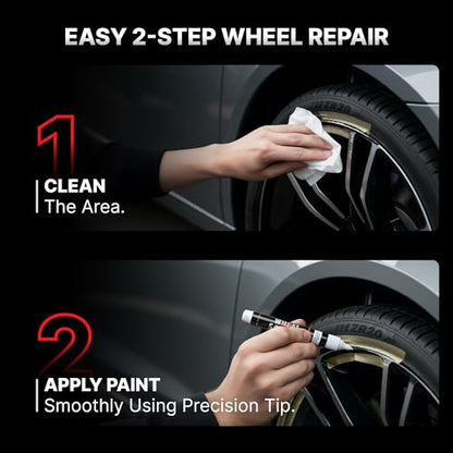 Wheel Scratch Fix® Matte Gray Rim Touch Up Paint, Wheel Scratch Repair Pen - color: Gray - Dark/Satin - Touch-Up Pen