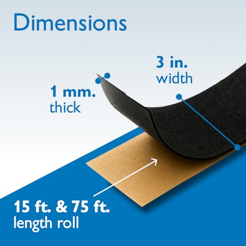 FindTape Polyester 1mm Felt Tape – 3 in. x 75 ft. Felt Strips with Adhesive Backing and Furniture Strips, Great for Arts and Crafts, Classrooms, and Protecting Furniture (Black) - size: 3 in x 75 ft