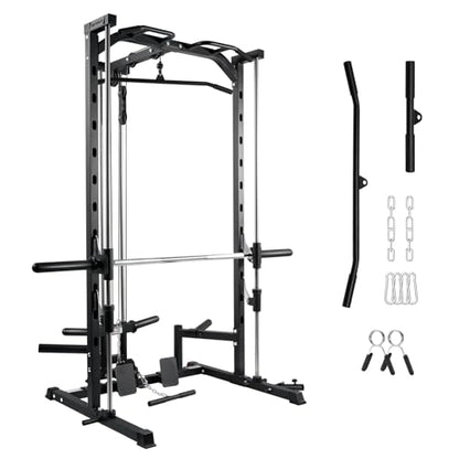 RitFit Smith Machine Power Rack with LAT-Pull Down System - style: Smith Machine Black 2.0