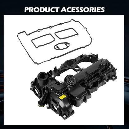 Valve Cover with Gasket & Hardware - Compatible with 2012-2018 BMW 228i/320i/328i/428i/528i/X1/X3/X4/X5/Z4 2.0L N20 Engine Replace 11-12-7-588-412 11127588412 - color: N20 Valve Cover