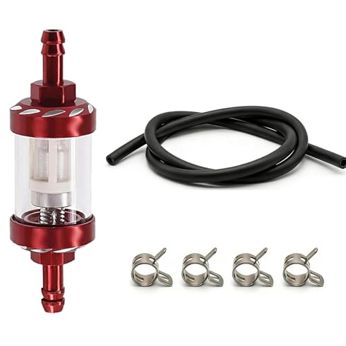 1/4" Fuel Filter Clear View Compatible with Gas Fuel Line Hose and Clamps - size: 1/4''