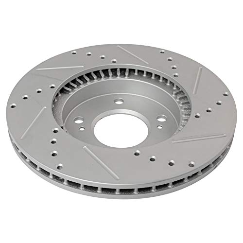 TRQ Performance Front and Rear Brake Rotor Set G Coated Drilled and Slotted - style: BRA15044