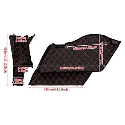 5 inch Stretched Saddlebag Liners Inserts Fit for Harley Touring 2014-2024 - color: Red Stitching, style: For 5 Inch Stretched Hard Saddlebags