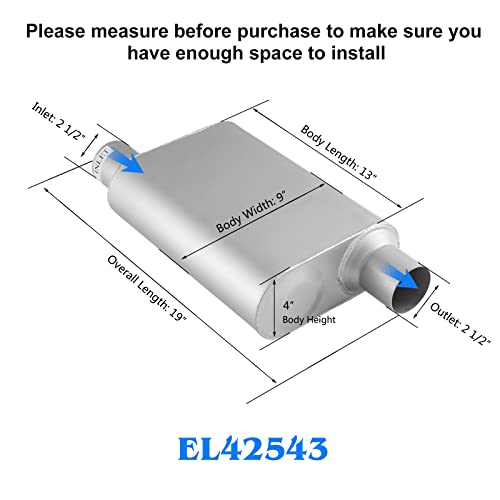 Universal Exhaust Muffler, 2.5" Offset In/Out, 18" Overall - color: offset in | offset out, size: 2.5" offset in | 2.5" offset out