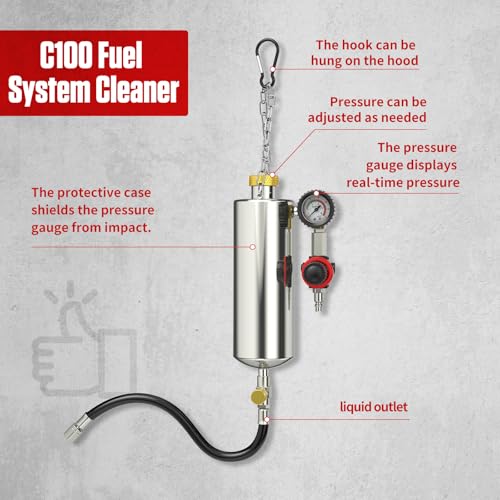 PLAYOCCAR Fuel Injector Cleaner Kit 35 fl oz 150PSI Non-Dismantling 40PCS - size: C100