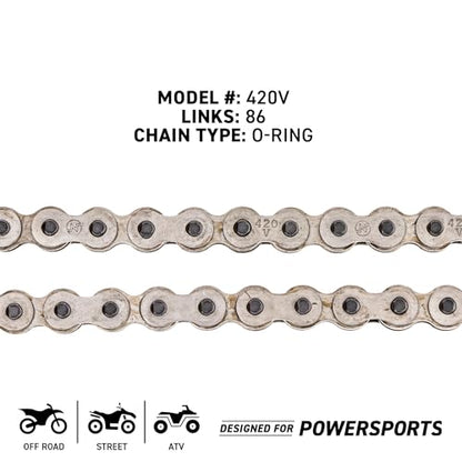 NICHE Drive Sprocket Chain Combo for Kawasaki KLX110 Suzuki DRZ110 Front 14 Rear 33 Tooth 420V O-Ring 86 Links - size: O-Ring Chain