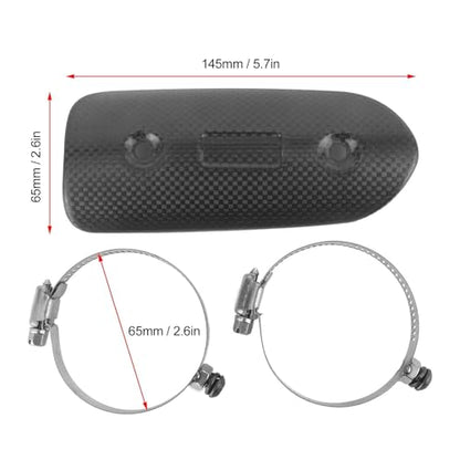 Exhaust Heat Shield, Universal Dry Carbon Fiber Exhaust MidPipe Heat Shield Guard Protector Kit Replacement Accessories for Motorcycle