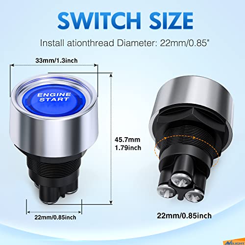 Nilight Start Engine Button 12V DC 50A Blue - color: Blue Start Engine Button