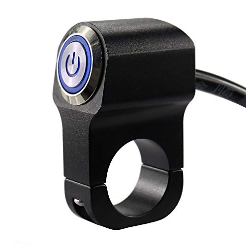 Universal 1" Motorcycle Handlebar Switch 12V 10A - CNC Aluminum Rocker Switch with Blue LED for Headlight & Accessories Control - color: Blue LED for 1inch