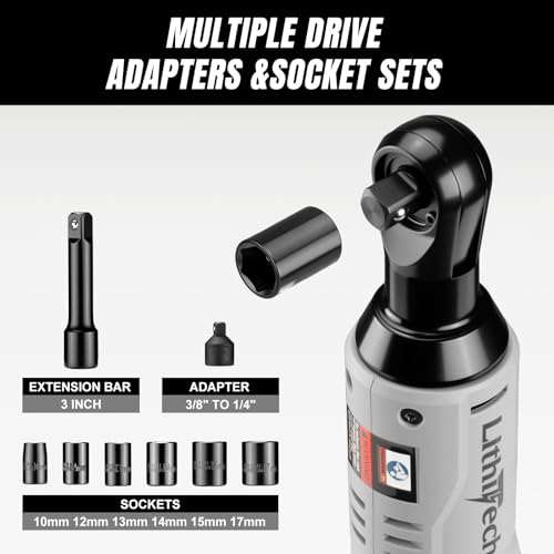 3/8" Cordless Electric Ratchet Wrench Set, 40Ft-Lbs, 2 Batteries