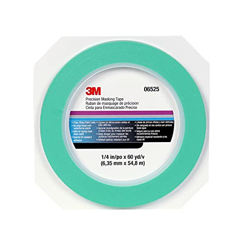 3M Precision Masking Tape, 06525, 1/4" x 60 yds (Pack of 2) - size: 1/4 inch x 60 yard (Pack of 2), style: 06525