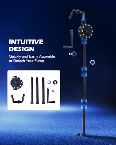 OMT 55 Gallon Drum Pump, Hand Water Pump Fits 5 to 55 Gallon Drums - color: Black Rotary Action Reinforced Pp Pump