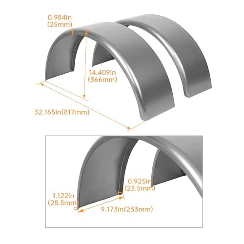 HECASA Single Axle Trailer Fenders W/Fender Backs Fits 14" to 16" Wheels - size: 2 Pcs