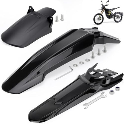 Front Rear Fender Set for Surron, Extended Rear Fender, Rear Shock Fender, 3PCS Mud Guards Mudguard Fender Compatible with Sur Ron Light Bee X S Segway X160 X260 Motorcycle Electric Dirt Bike Black - style: Front Rear Fender kit