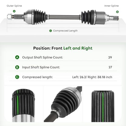 2 pcs Front CV Axle Shaft Assembly for L4 2.5L 66-6262 66-6264