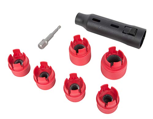Steelman 8-Piece Automotive Wheel Stud Cleaner Tool Set for Removing Rust and Debris, Includes 1/4-inch Hex to 1/2-inch Square Adapter to Allow for Use with Drills and Pneumatic Tools