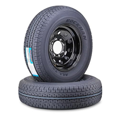 ROCKMAN Trailer Tire Wheel ST235/80R16 10-Ply E 123M 8X6.5 Black Mod Rim,S2 - size: ST235/80R16 10PR /8x6.5