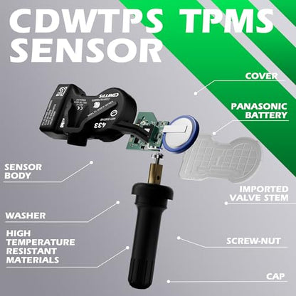 TPMS Sensor Set of 4,433Mhz Chrysler Dodge Tire Pressure Monitor System