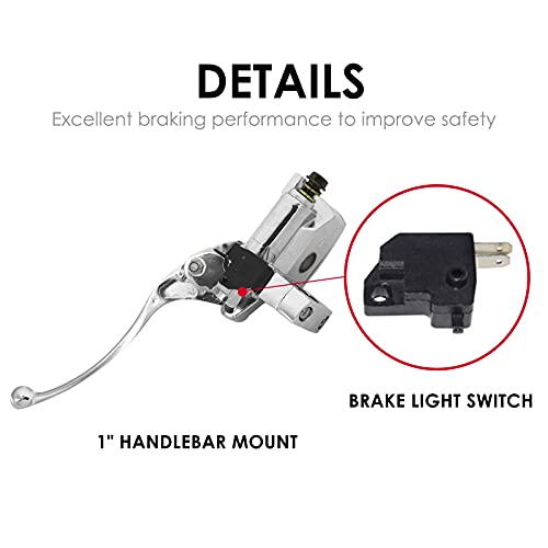 Feiteplus 1" Chrome Right Motorcycle ATV Handlebar Brake Master Cylinder Clutch Lever