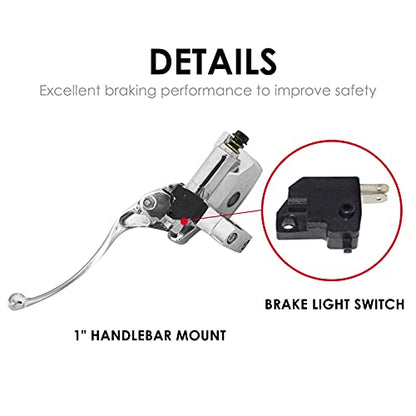 Feiteplus 1" Chrome Right Motorcycle ATV Handlebar Brake Master Cylinder Clutch Lever