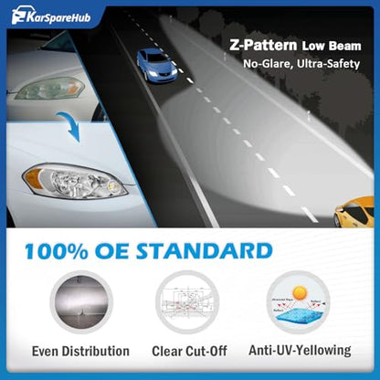 Headlights with High/Low Beam Bulbs for 2006-2013 Chevy Impala - color: Chrome | LED DRL | With High & Low Beam Bulbs