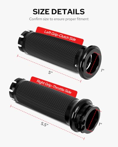 Benlari 1 Inch Motorcycle Hand Grips Handlebar Grips Cable Throttle Compatible for Harley Davidson Sportster Touring Dyna Softail Street Glide 883 1200 - color: Black