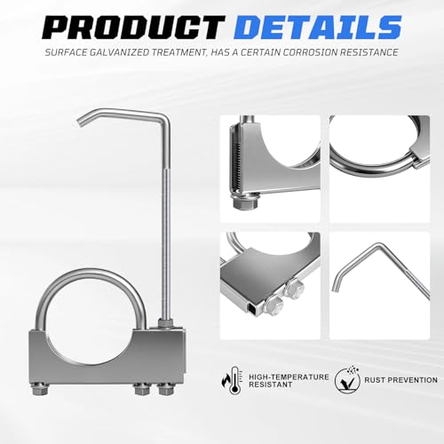 3" Universal Exhaust Clamp with Hanger, 2 PCS - size: 3 Inch