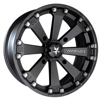 4/110 Motosport Alloys M20 Kore Wheel 14x7 3.5 + 3.5 Flat Black for Yamaha RHINO 700 FI 4x4 Auto 2008-2009