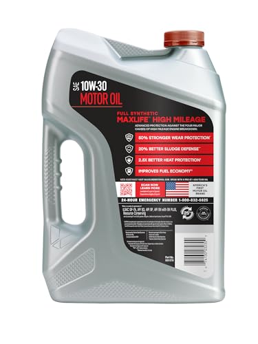 Valvoline MaxLife High Mileage Full Synthetic 10W-30 Motor Oil 5 Quart - size: 5 qt (Pack of 1), style: Full Synthetic High Mileage