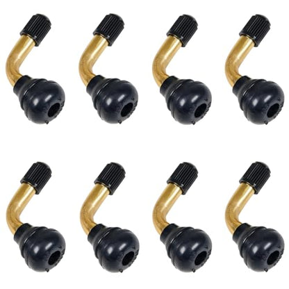 PVR70 Tubeless Tire Valve Stem 8 Pack, 90 Degree Angled Brass Snap-in