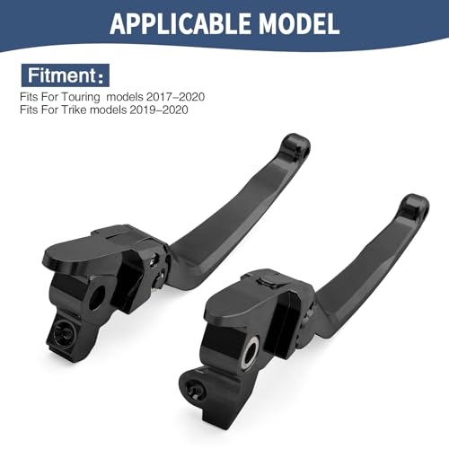 Motorcycle Levers Brake Clutch Handle Lever Adjustable Fit for Harley 2017-2020 Touring Road King Electra Glide Road Glide Street Glide 2019-2020 Trike Tri Glide Freewheeler (Short, Black) - color: Black