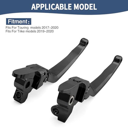 Motorcycle Levers Brake Clutch Handle Lever Adjustable Fit for Harley 2017-2020 Touring Road King Electra Glide Road Glide Street Glide 2019-2020 Trike Tri Glide Freewheeler (Short, Black) - color: Black