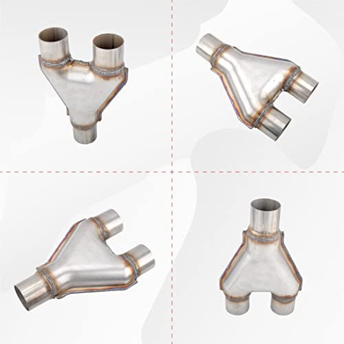 Y Pipe 3''ID Inlet Dual 2.5''ID Outlet Exhaust Adapter Connector - size: 3" Single to 2.5" Dual