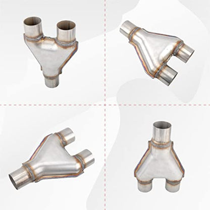 Y Pipe 3''ID Inlet Dual 2.5''ID Outlet Exhaust Adapter Connector - size: 3" Single to 2.5" Dual