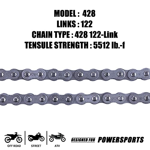 428H Motorcycle Chain+ Chain Breaker,122-links Heavy Duty Drive Chain - size: 122
