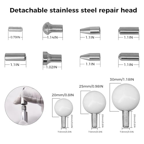 Dent Repair Tools 6 Pieces of Dent Removal Rods with Awl Head Paintless Dent Removal Kit Car Auto Body Dent Removal of Hail Dents and Door Ding (6 PCS Rod 21 PCS Pen) - style: 6PCS