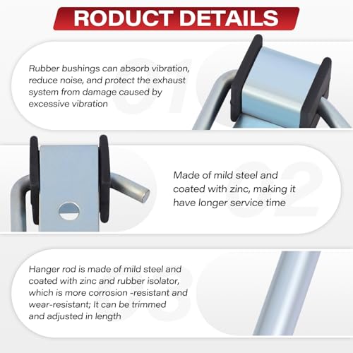 4 Pcs Heavy Duty Exhaust Hanger Rod - 3/8" Rod 10" Long