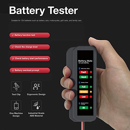 KINGBOLEN 12V Car Battery Tester & Alternator Analyzer LED